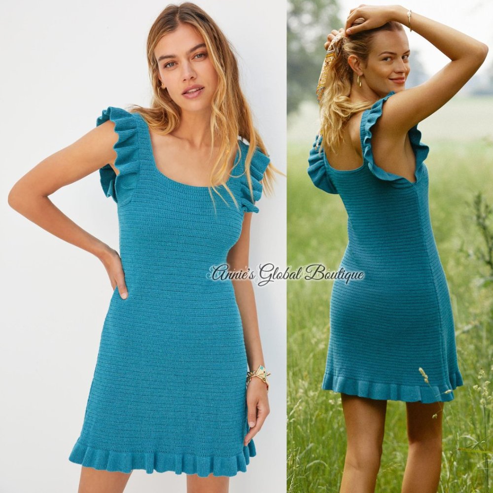NWT ANTHROPOLOGIE Ruffled Pointelle Mini Dress. Size XL - Picture 16 of 16